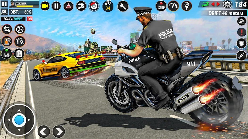 Police Moto Bike Chase Crime (Полицейская мотоциклетная погоня за преступником) [MOD: Меню/Много денег] - Скриншот 5