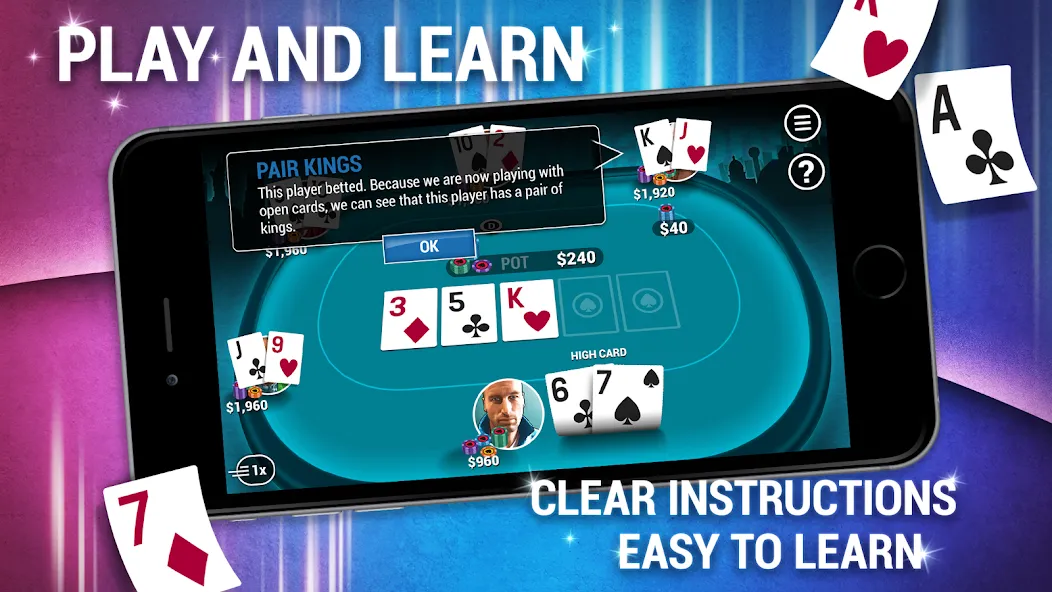 Learn How To Play Texas Poker [MOD: Меню/Много денег] - Скриншот 3