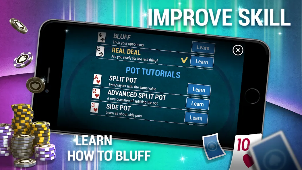 Learn How To Play Texas Poker [MOD: Меню/Много денег] - Скриншот 4