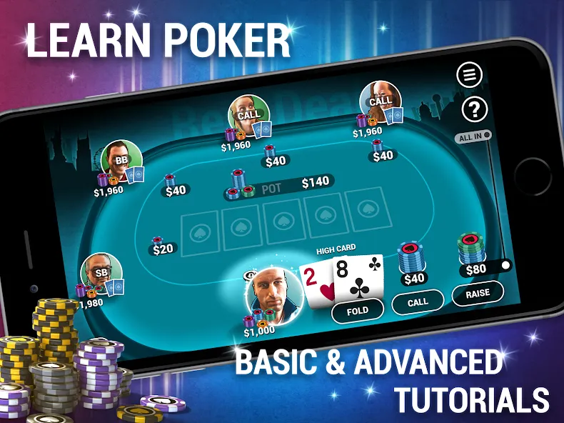 Learn How To Play Texas Poker [MOD: Меню/Много денег] - Скриншот 5