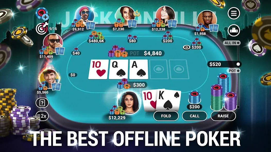 Poker World, Offline TX Holdem (Покер Ворлд) [MOD: Бесконечные деньги] - Скриншот 1