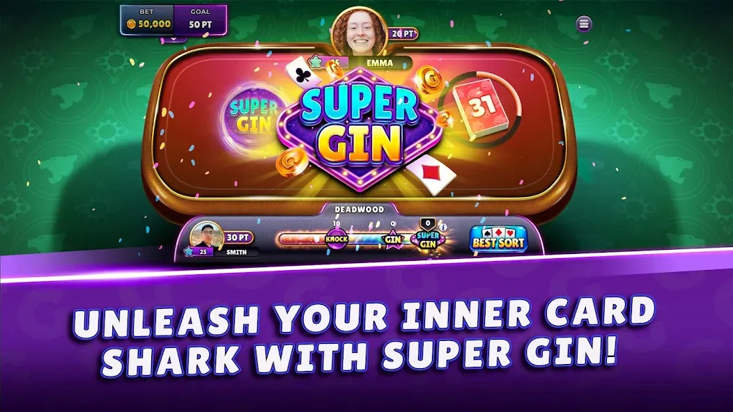 Gin Rummy Super — Card Game (Джин Рамми Супер) [MOD: Все открыто] - Скриншот 1