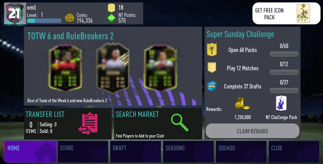 NT 21 Draft + Pack Opener [MOD: Бесконечные деньги] - Скриншот 4
