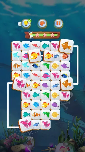Mahjong Connect Fish World (Мацзян Коннект Рыбный Мир) [MOD: Mega Mod/Меню] - Скриншот 1