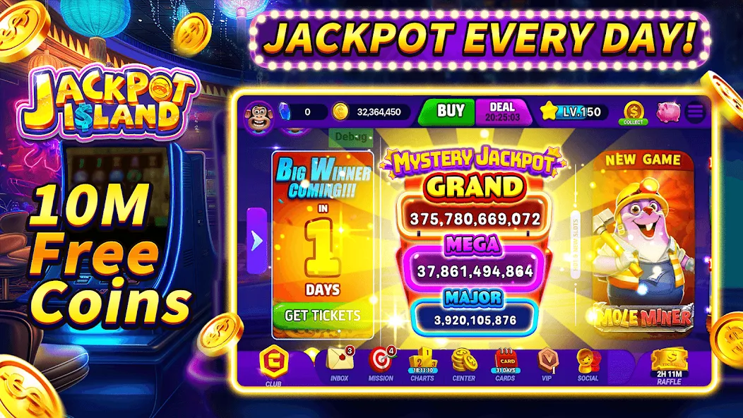 Jackpot Island — Slots Machine (Джекпот Айленд) [MOD: Мод Меню/Взлом] - Скриншот 1
