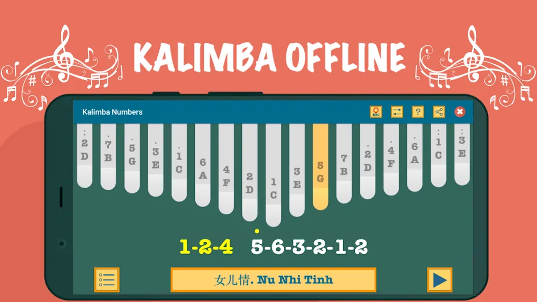 Kalimba App With Songs Numbers (Калимба приложение с песнями и цифрами) [MOD: Бесконечные деньги] - Скриншот 5